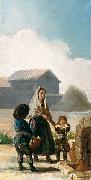Francisco de Goya woman and two children by a fountain painting
